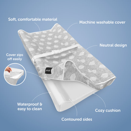 Contoured Changing Pad with Cover - Cloud/Gray