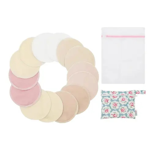 ALVABABY Nursing Pads Suede Cloth and Microfiber Washable Organic Breastfeeding For Mother's Day Flat Bottom Soft Absorbent 4.72 inch 14 Packs Multicolor Breast Pads 14RDS02-CA