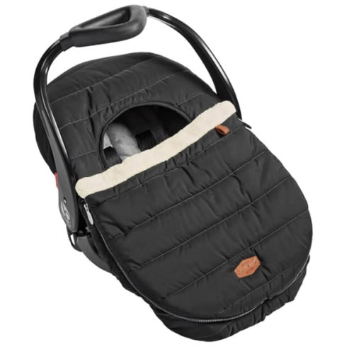 JJ Cole Winter Baby Car Seat Cover - Winter Car Seat Cover for Baby Seat or Stroller - Infant Car Seat Covers with Warm Sherpa Lining - Black