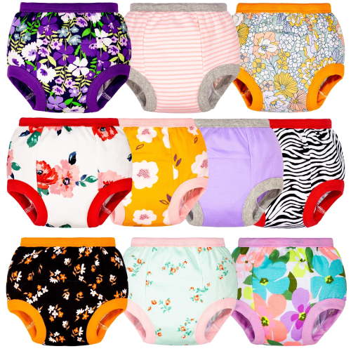 BIG ELEPHANT Baby Girls Potty Training Pants, Toddler Training Underwear 10 Packs, 4T