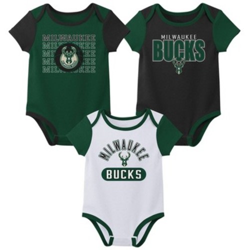 NBA Milwaukee Bucks Infant 3pk Bodysuit Set - 6-9 Months