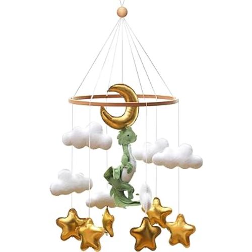 Wenqik Baby Crib Mobile for Nursery Green Leaf Dragon Mobile Crib Forest Green Forest Baby Shower Gift for Boys and Girls(Dragon)