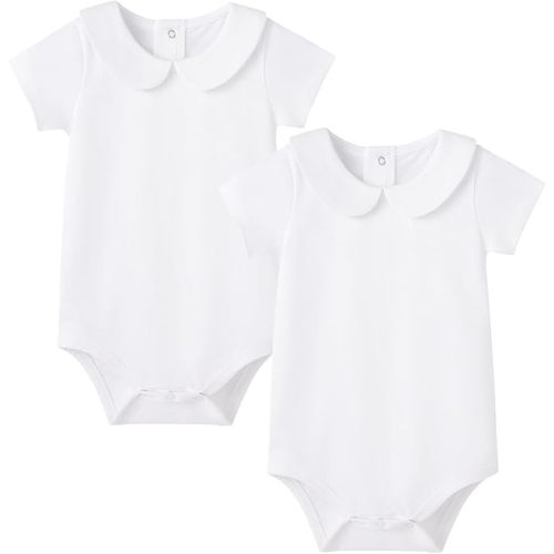 pureborn Baby Romper Bodysuits 2-Pack Unisex Soft Cotton One-Piece Outfit for Infant Boys Girls 0-24 Months