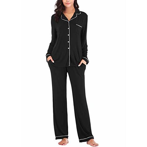 Aamikast Women's Pajama Sets Long Sleeve Button Down Sleepwear Nightwear Soft Pjs Lounge Sets