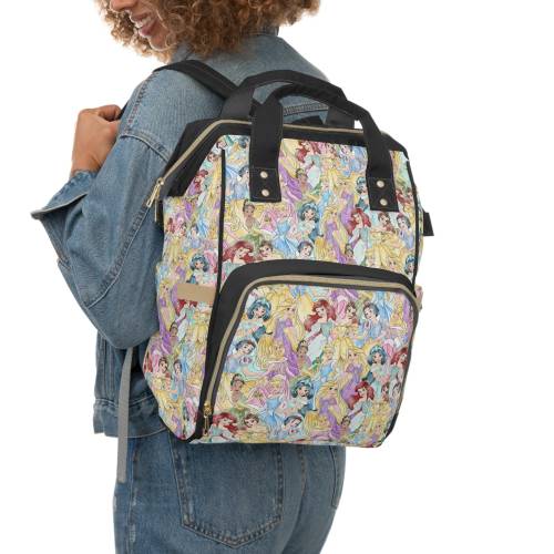 Disney Princesses Multifunctional Diaper Backpack, Disneyland Diaper Bag, Disney World Backpack, Disney Bag, Park Bag