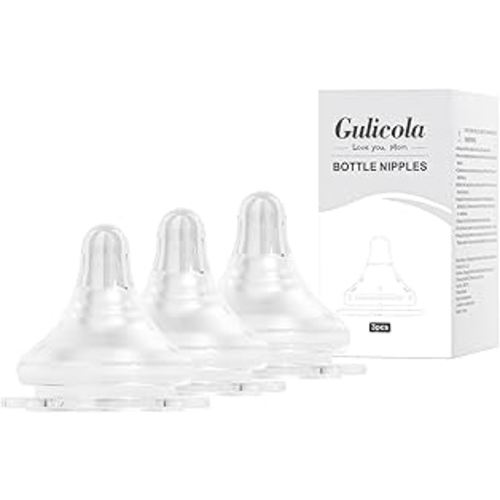 Gulicola Natural Flow Baby Bottle Silicone Nipple Level 0, Extra Slow Flow (SS), 0+ Months, 3 Counts (Pack of 1)