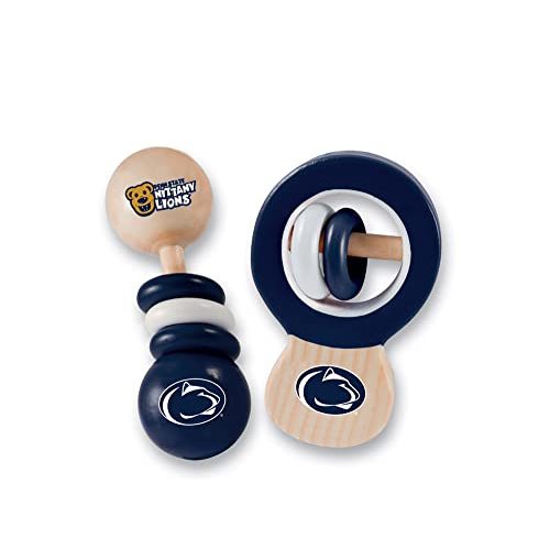 Baby Fanatic Wood Rattle 2 Pack - NCAA Penn State Nittany Lions, Officially Licensed - Baby