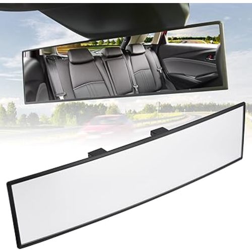 JOYTUTUS Rear View Mirror, Universal 11.81 Inch Panoramic Convex Interior Clip-on Wide Angle Mirror to Reduce Blind Spot Effectively for Car SUV Trucks -Clear
