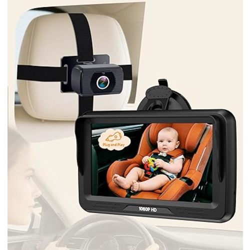 Rohent Baby Car Camera HD 1080P - Rear-Facing Infant Monitor with Night Vision Car Camera for Baby 150° Wide-Angle Lens Anti-Glare Screen Easy Install 360° Adjustable Display