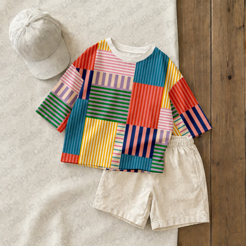 Baby & Kids Stripe Check Tee and Shorts Sets