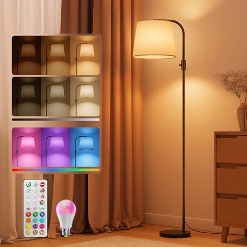 LED Arc Floor Lamp, RGB Color Changing, 65", 350° Swivel Shade