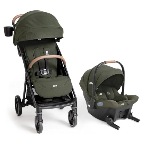 Joie Baby Nutmeg Compact Stroller & Mint Latch Car Seat Travel System | Lightweight Travel Stroller, One-Hand Fold, Multi-Position Recline with Lightweight Baseless Car Seat