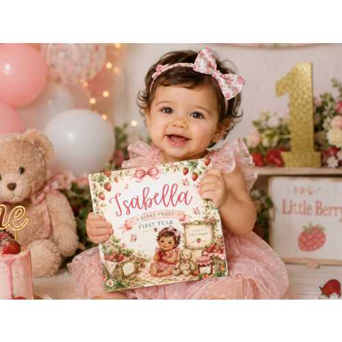 Personalized Berry First Birthday Keepsake Book | Baby Girl Memory Gift