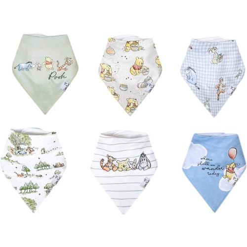Copper Pearl Baby Bibs for Baby Boy or Girl – Bandana Drool Bibs for Teething, Absorbent Bibs for Eating, Newborn to Toddler, 6 Pack, Winnie The Pooh