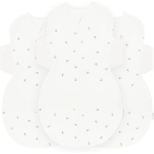 Happiest Baby SNOO Sleep Sack - 100% Organic Cotton Baby Swaddle Blanket - Doctor Designed Promotes Healthy Hip Development - 3-Pack Bundle (Ivory Cherries, S, M, L)