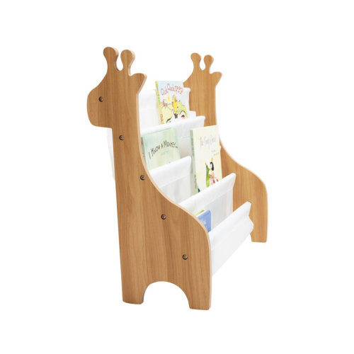 Kids Bookshelf 4 Tier Book Storage Giraffe, Natural/White | Wayfair