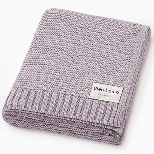 Heritage Knit Organic Swaddle Blanket for Girls - 100% Organic Cotton Knit Receving Swaddler - Warm Cozy Swaddling Blanket for Newborns Infants & Toddler (One size - Dreamy Lilac)