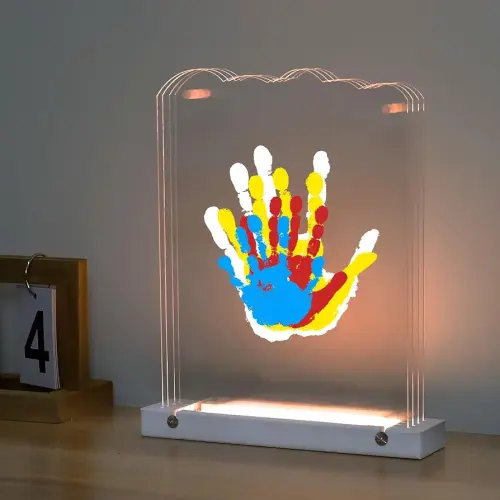 Family Handprint Kit, Personalized Baby Gifts for New Parents, Family Gifts, Baby Hand and Footprint Kit Night Light, Newborn Keepsake Baby Handprint Kit, New Baby Shower Gifts for Boy & Girl (White)