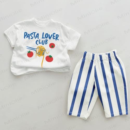 PASTA LOVER CLUB Baby 2-Piece Blue Striped Set