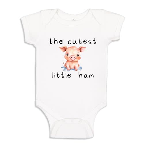 Cutest Little Ham Pig Baby One Piece Bodysuit Or Toddler Shirt Cute Farm Animal Newborn Outfit