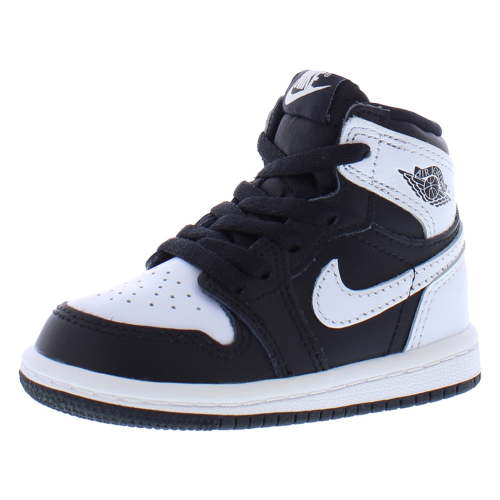 Nike Jordan 1 Retro High Original Leather Infant/Toddler Shoes Size 5, Color: Black/White/White