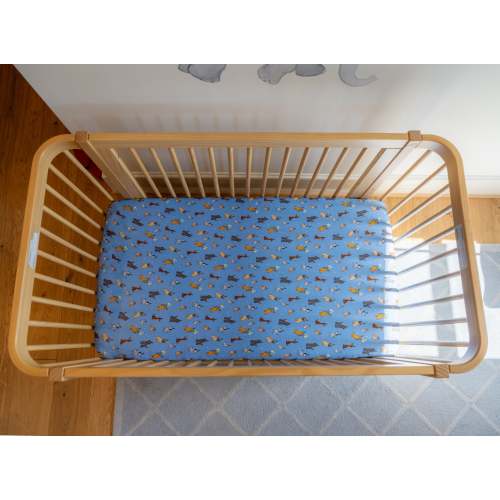 Bamboo Crib Sheet | Blue Party Pup