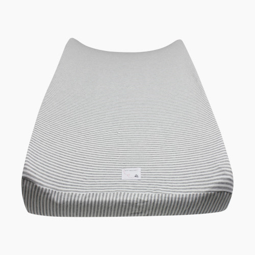 Burt's Bees Baby Organic Cotton Jersey Changing Pad Cover - Heather Grey Classic Stripe