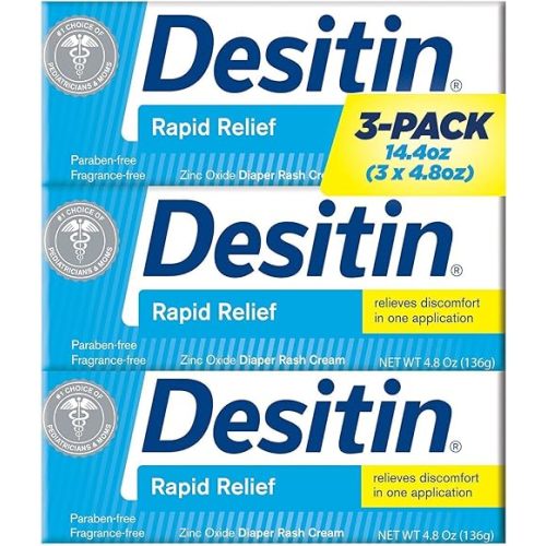 Desitin Rapid Relief Diaper Rash Cream, 4.8 Ounce, (Pack of 3)