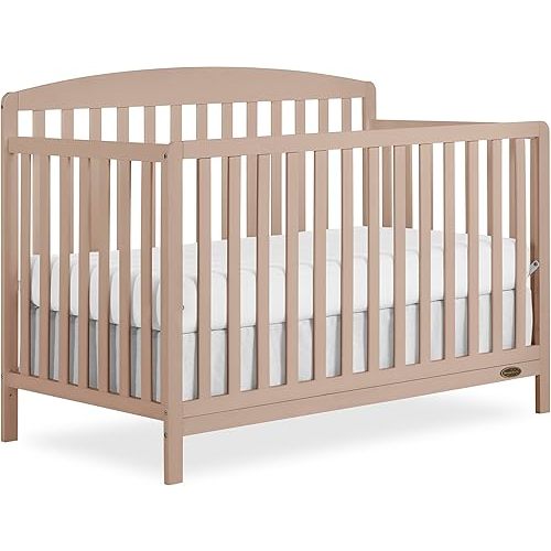 Dream On Me Odelle 5-in-1 Convertible Full-Size Baby Crib in Almond Butter, GreenGuard Gold & JPMA Converts to Toddler, Day & Full-Size Bed, Sustainable Pinewood, 3 Mattress Heights