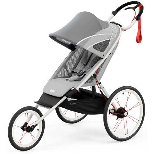 Cybex AVI Fixed Front Wheel Jogging Stroller Bundle - Cream/Orange Frame + Medal Grey Seat Pack