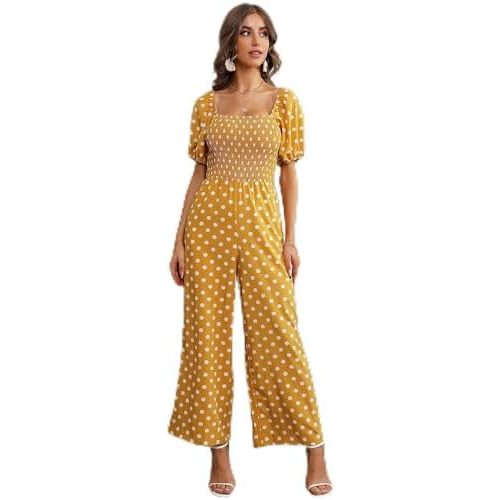 Love Welove Fashion Summer Jumpsuits for Women 2025 Floral Dressy Casual Loose Wide Leg Short Sleeve One Piece Romper Outfits