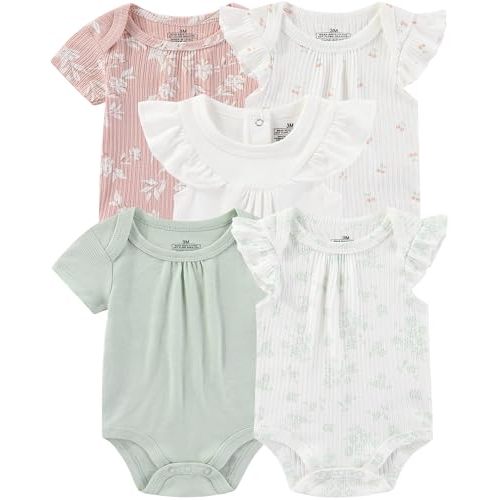 Baby Bodysuits Ribbed Mix Summer Newborn Boy Girl Clothes 5-pack