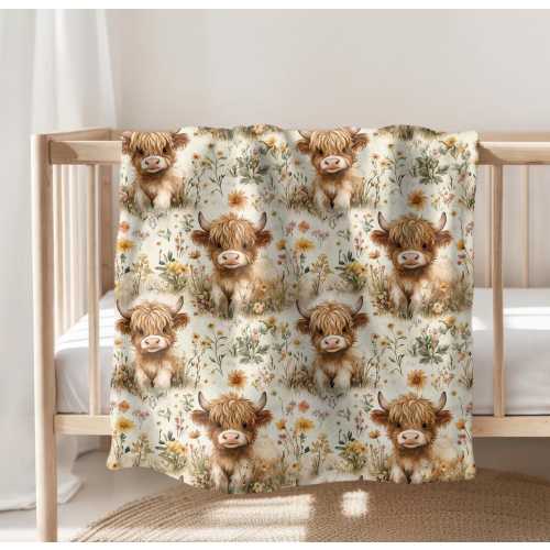 Highland Cow Blanket, Cow Baby Blanket, Soft Velveteen Plush Blanket, Cozy Throw, Highland Cow Throw Blanket, Highland Cow Nursery