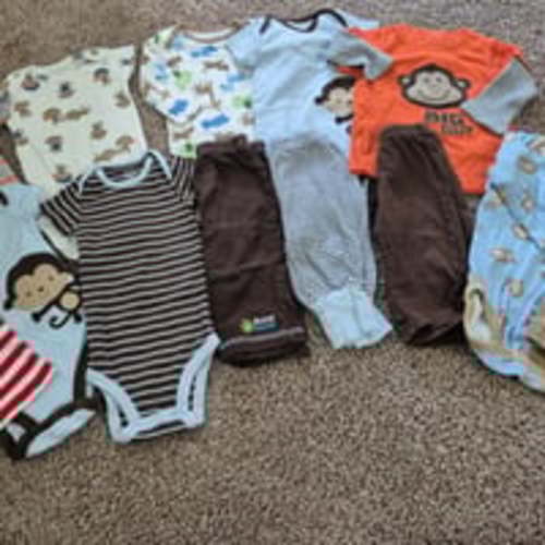 LARGE baby boy clothing lot size 3-6 months 13-piece monkey's