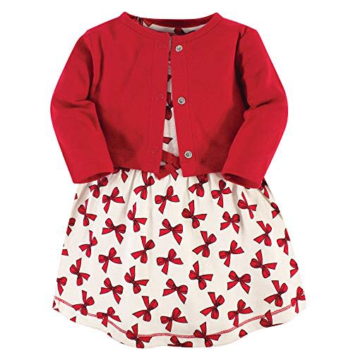 Touched by Nature Infant Toddler Girls Organic Cotton Dress and Cardigan, Rainbows Sunshine