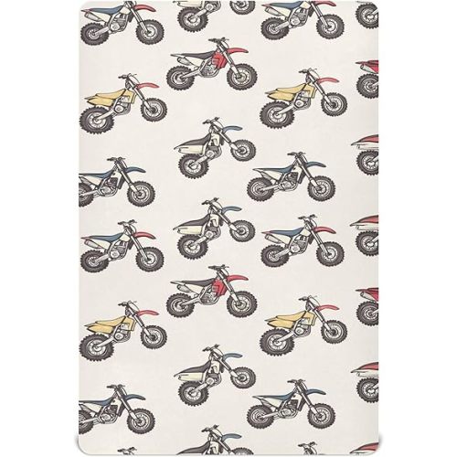 Motocross Dirt Bike Vintage Crib Sheets Soft Breathable Fitted Baby Crib Sheets Mattress Cover for Girls Boys, 52" x 28" x 9"