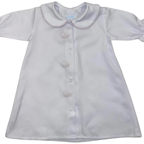 White Daygown w/ Pink Embroidered Lambs – Children's Edit