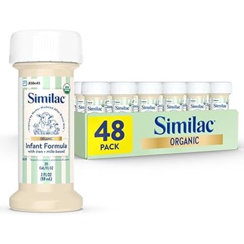 Similac Organic Infant Formula, Easy to Digest, USDA-Certified Organic, Ready to Feed, 2-fl-oz Bottle, Pack of 48