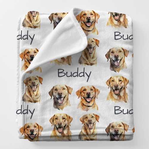 Personalized LABRADOR Blanket, Custom Name Yellow Lab Gift Blanket, Retriever Dog Person Gift, Dog Memory Gift, Pet Owner Animal Comforter