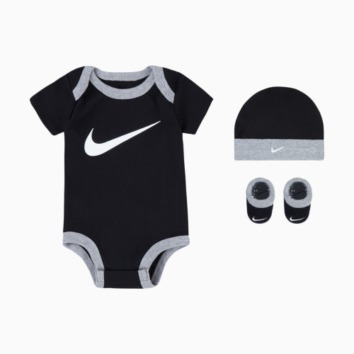 Nike Baby Bodysuit, Hat and Booties Box Set - Black, 0-6 M