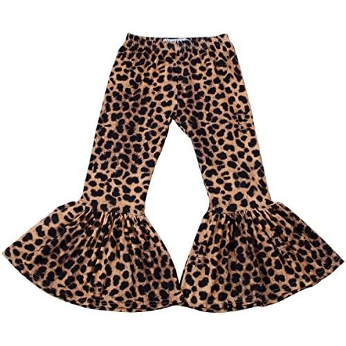 Girls Ruffle Leggings Leopard Print Bell Bottoms Flare Pants