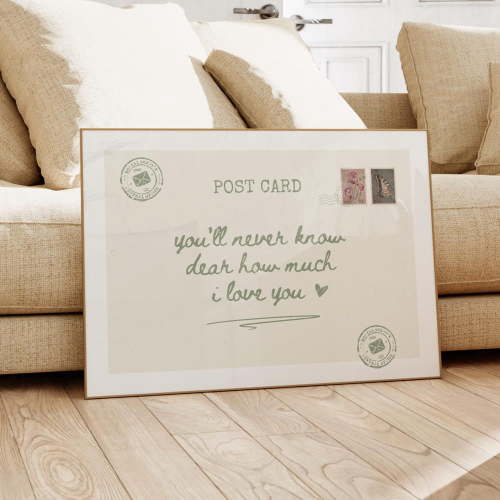 You'Ll Never Know Dear Nursery Print Vintage Postcard Sage Green Wall Art Above Bed Decor Apartment Decor Gift Neutral Nursery Decor Art