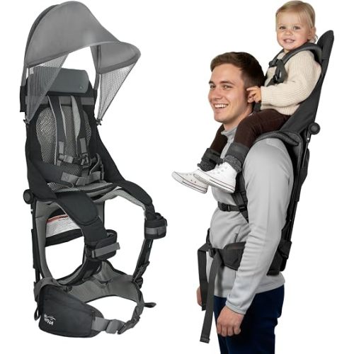 WIPHA Hiking Backpack Carrier, Lightweight Toddler Shoulder Carrier with Sun Shade, Saddle Toddler Backpack for Kids 6 Months to 2 Years Old