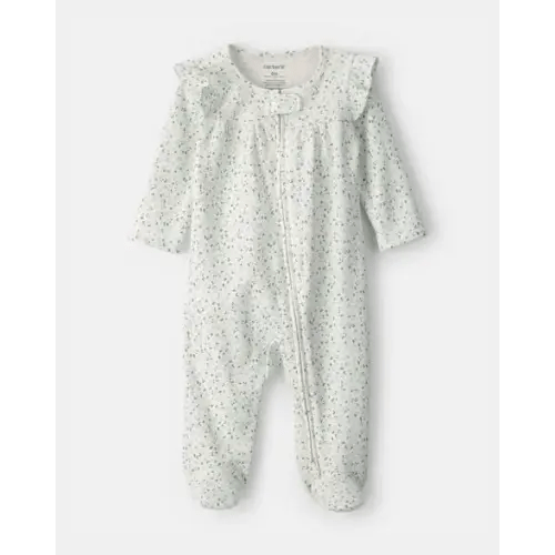 Baby Girl Floral 2-Way Zip 100% Cotton Sleep & Play Pajama - Green/Ivory | Carter's