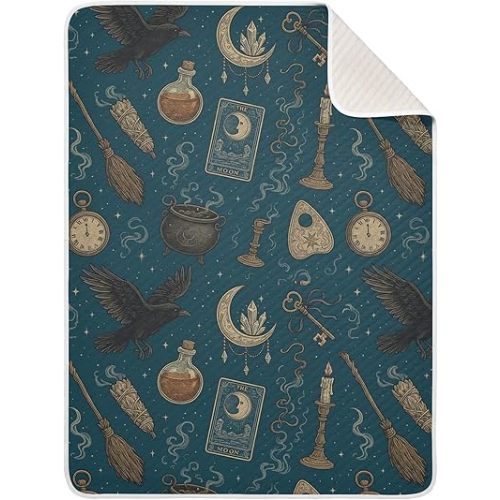 JUNZAN Vintage Witchy Pattern Blanket for Baby Cotton Cozy Swaddles for Newborns Essentials Must Haves 40'' x 30''