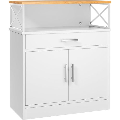 Shintenchi Kitchen Buffet Cabinet with Adjustable Shelf, Modern Kitchen Storage Cabinet,Farmhouse Coffee Bar Cabinet（White）