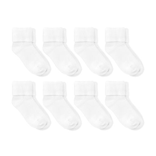 Baby 8pk Turn Cuff Socks - Dealworthy™ White 12-24M: Lightweight Knit Ankle, Banded Cuff