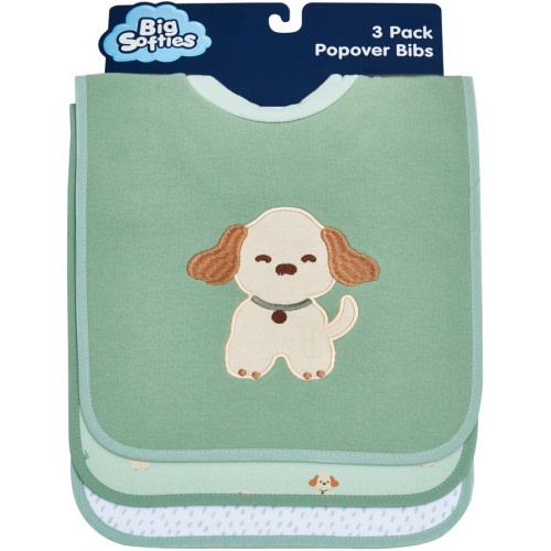 Big Softies Baby Popover Bibs 3 Pack - Puppy - Size Onesize