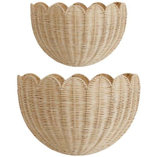 Lola Scalloped Wall Basket, Handmade & Natural by BEBE BASK – BEBE BASK
