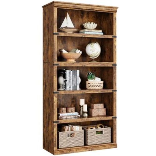 5 Tier Bookcase,Farmhouse Book Shelf with Storage,Wooden 5 Shelf Bookcase for Home Office,Living Room,Bed Room(Vintage,67.4" H x 31.5" W x 12.8" D)